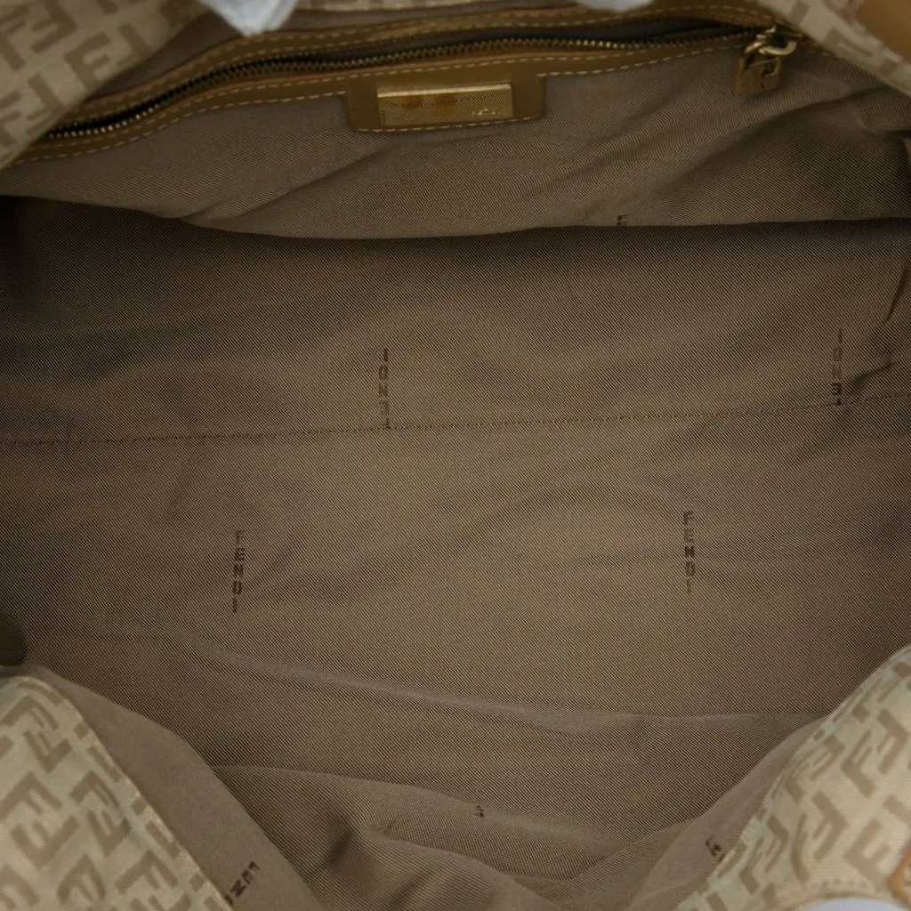 Fendi Zucchino Canvas Shoulder Bag Beige Canvas Very good - Model View