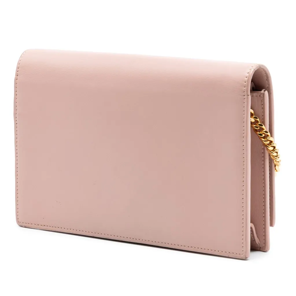 Saint Laurent Smooth Calfskin Monogram Kate Tassel Wallet on Chain Pink Leather Very good - Back View