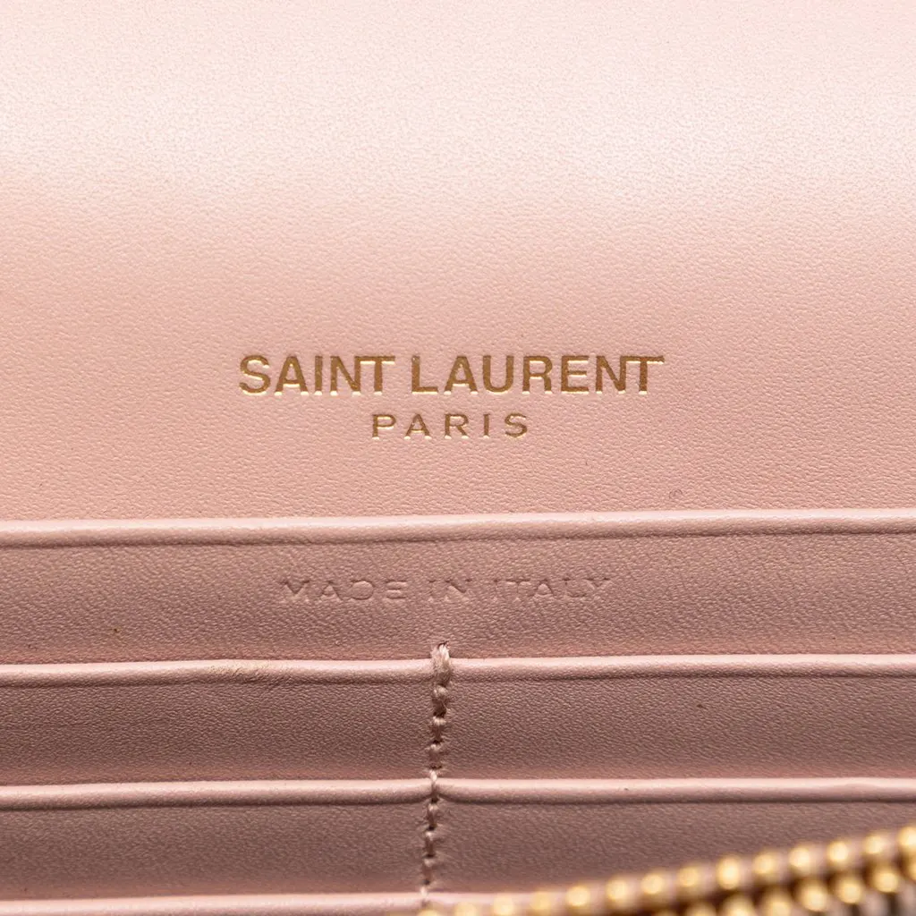 Saint Laurent Smooth Calfskin Monogram Kate Tassel Wallet on Chain Pink Leather Very good - Box View