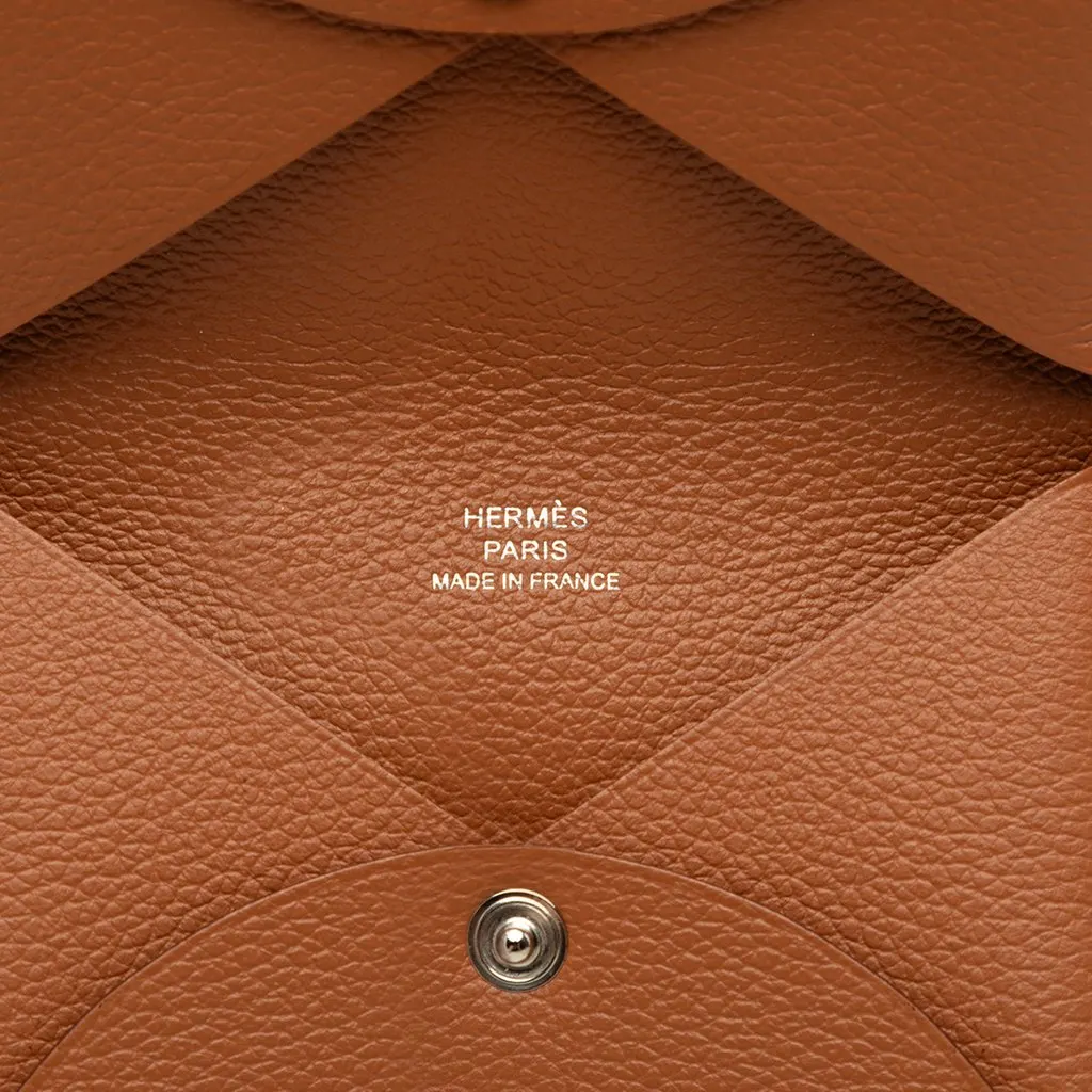 Hermès Epsom Calvi Card Holder Brown Leather Very good - Box View
