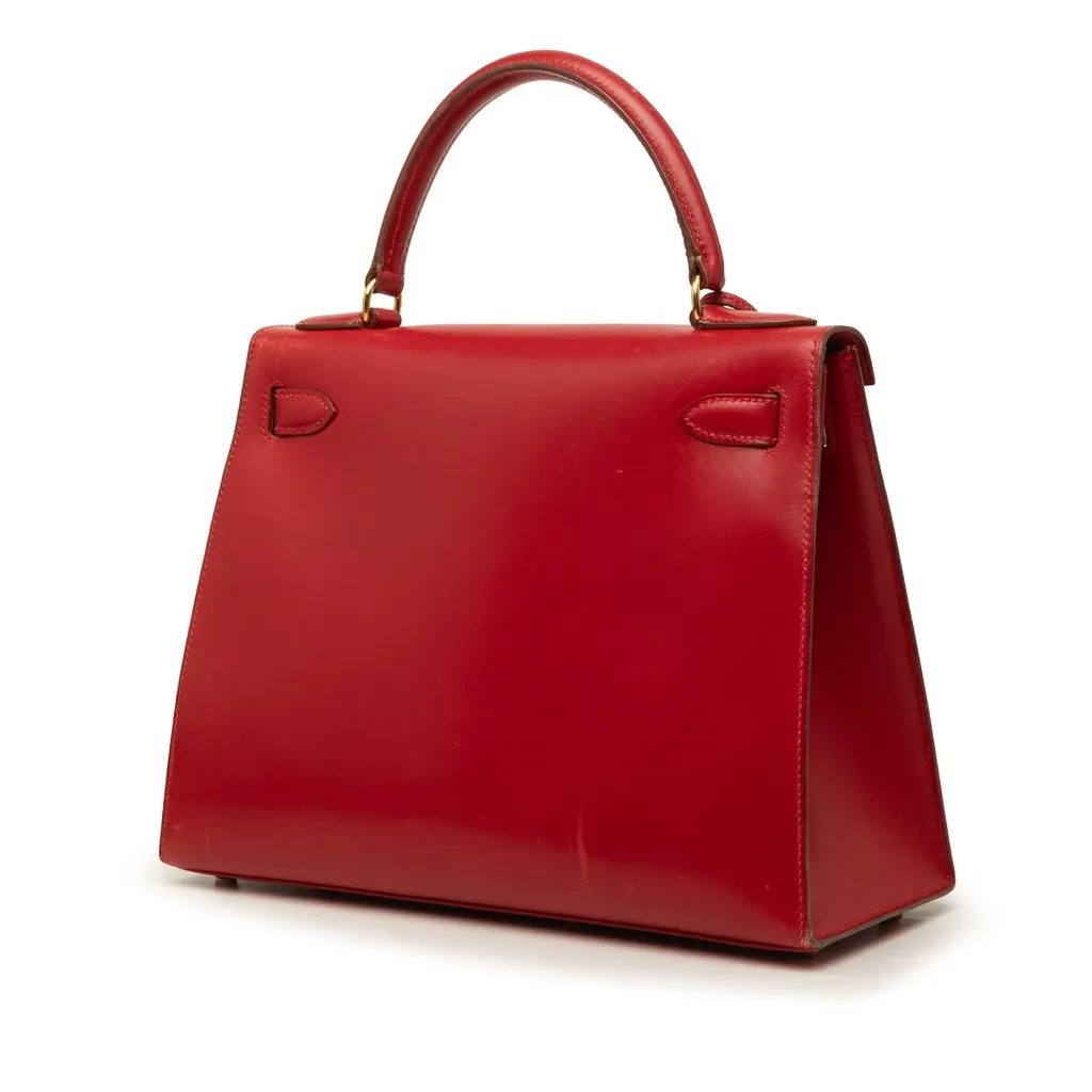 Hermès Box Calf Kelly Sellier 28 Red Leather Good - Back View