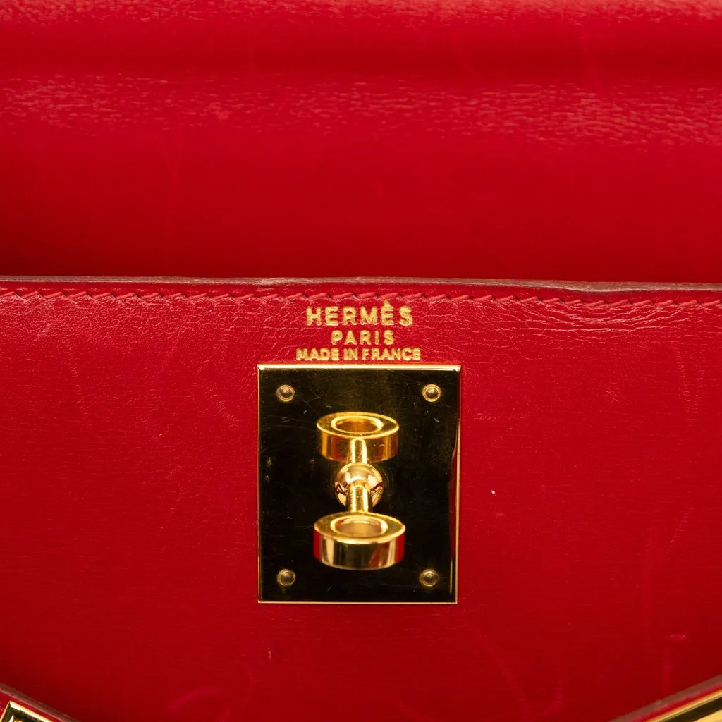Hermès Box Calf Kelly Sellier 28 Red Leather Good - Box View