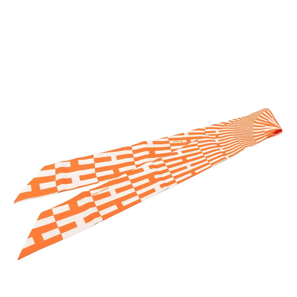Hermès Op H Silk Twilly Scarf Orange Silk Very good - Front View