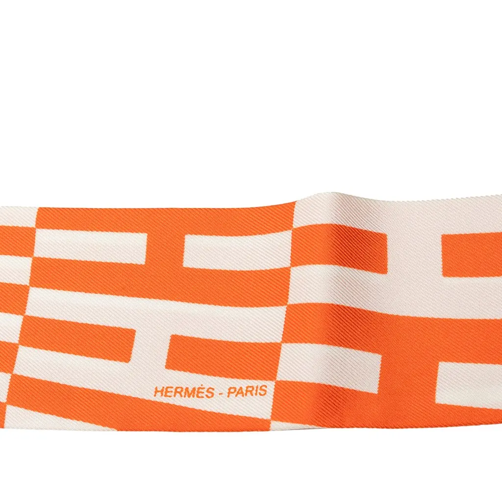 Hermès Op H Silk Twilly Scarf Orange Silk Very good - Inside View