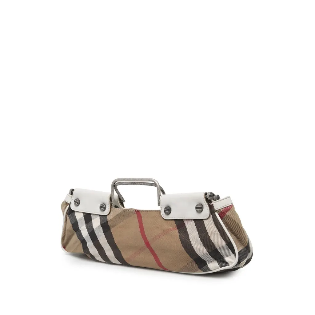 Burberry Supernova Check Canvas Handbag Brown Canvas Good - Back View