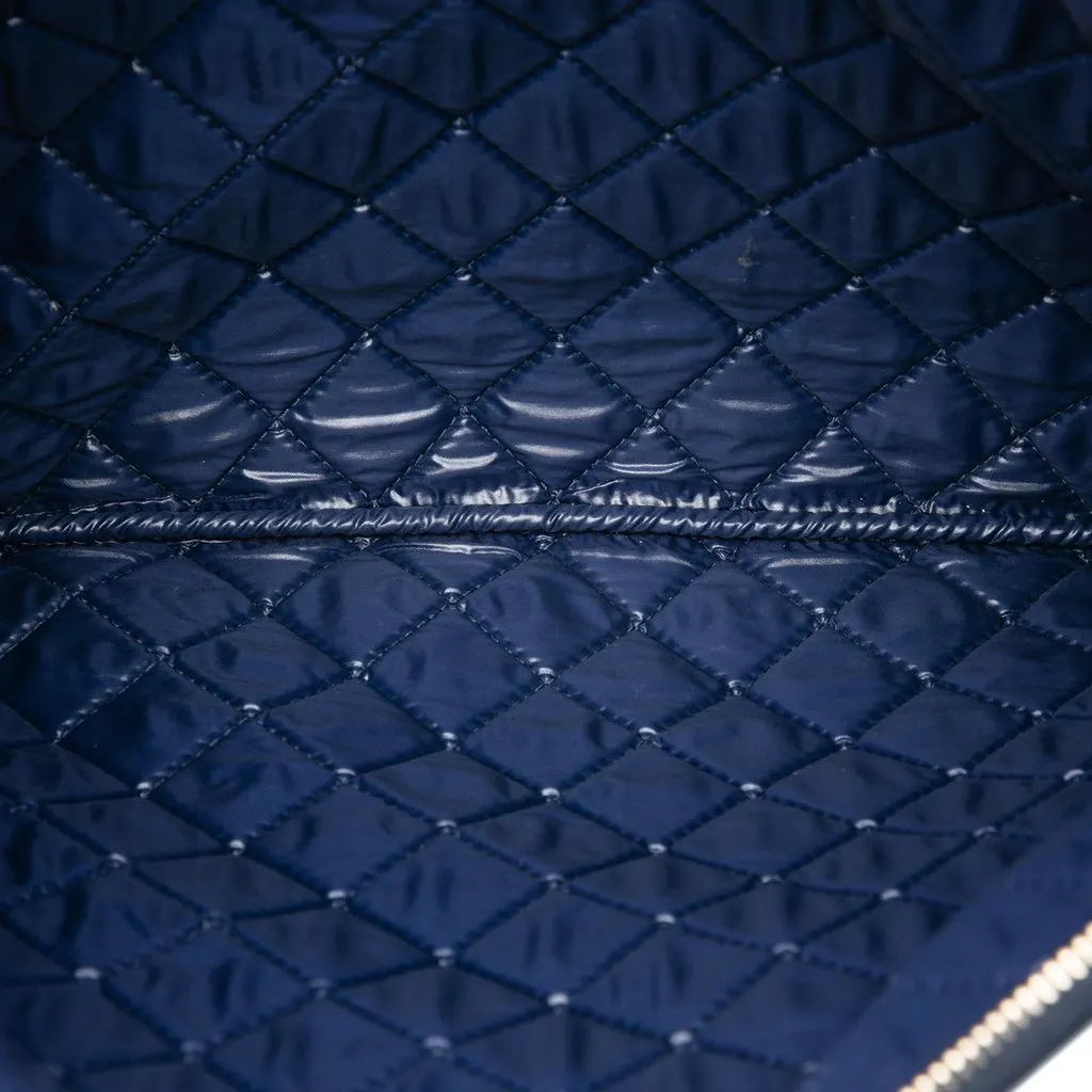 Chanel Large Quilted Lambskin Boy O Case Clutch Blue Leather Very good - Model View