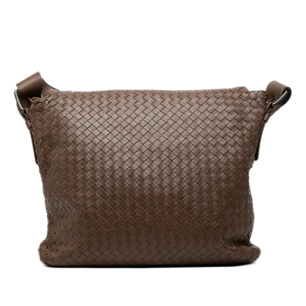 Bottega Veneta Nappa Intrecciato Messenger Bag Brown Leather Very good - Back View