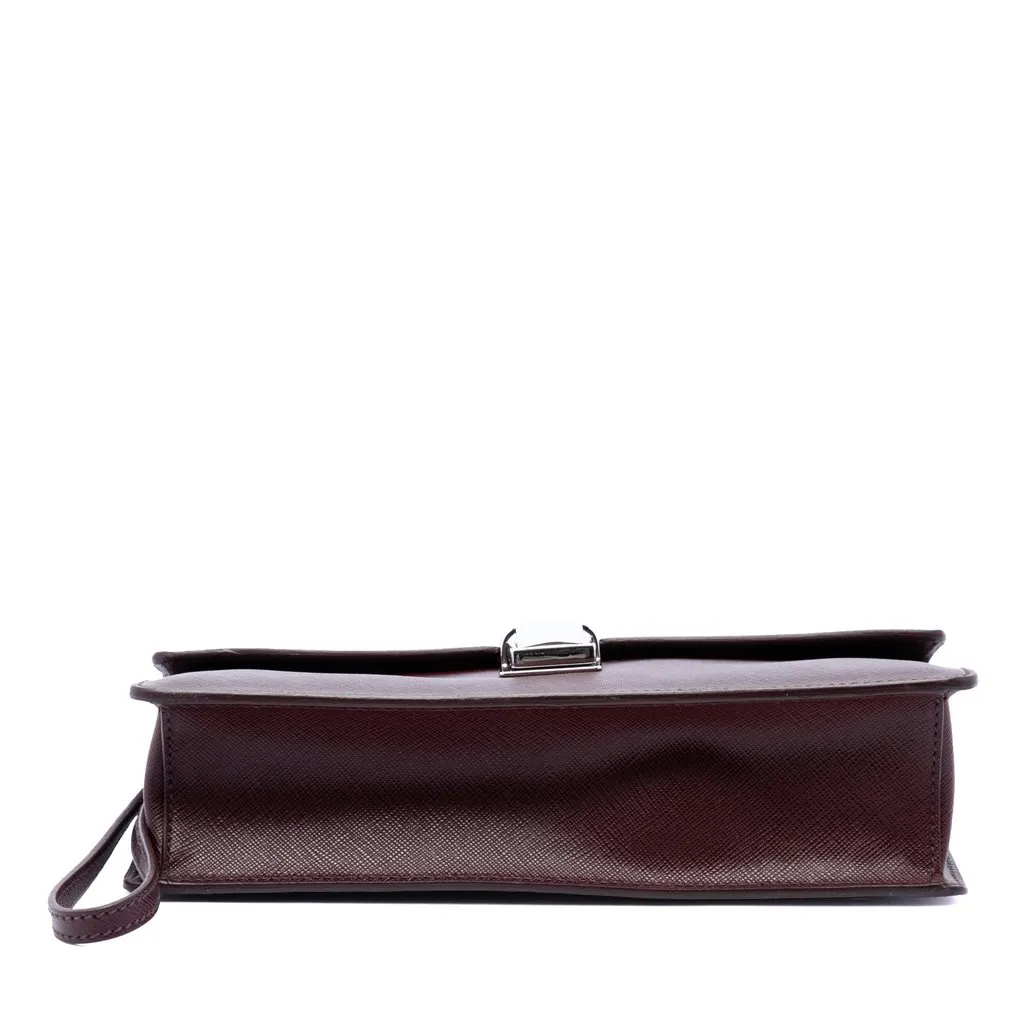 Prada Saffiano Push Lock Clutch Red Leather Good - Inside View