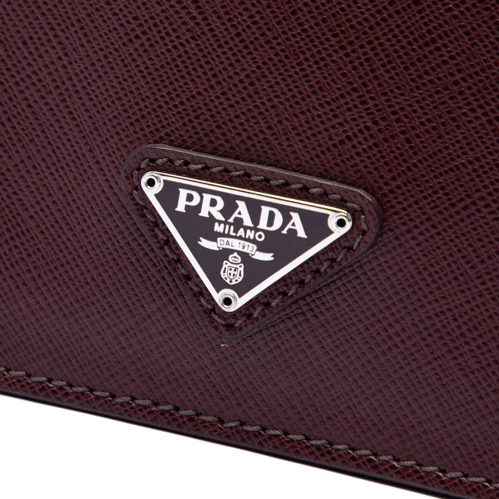 Prada Saffiano Push Lock Clutch Red Leather Good - Box View