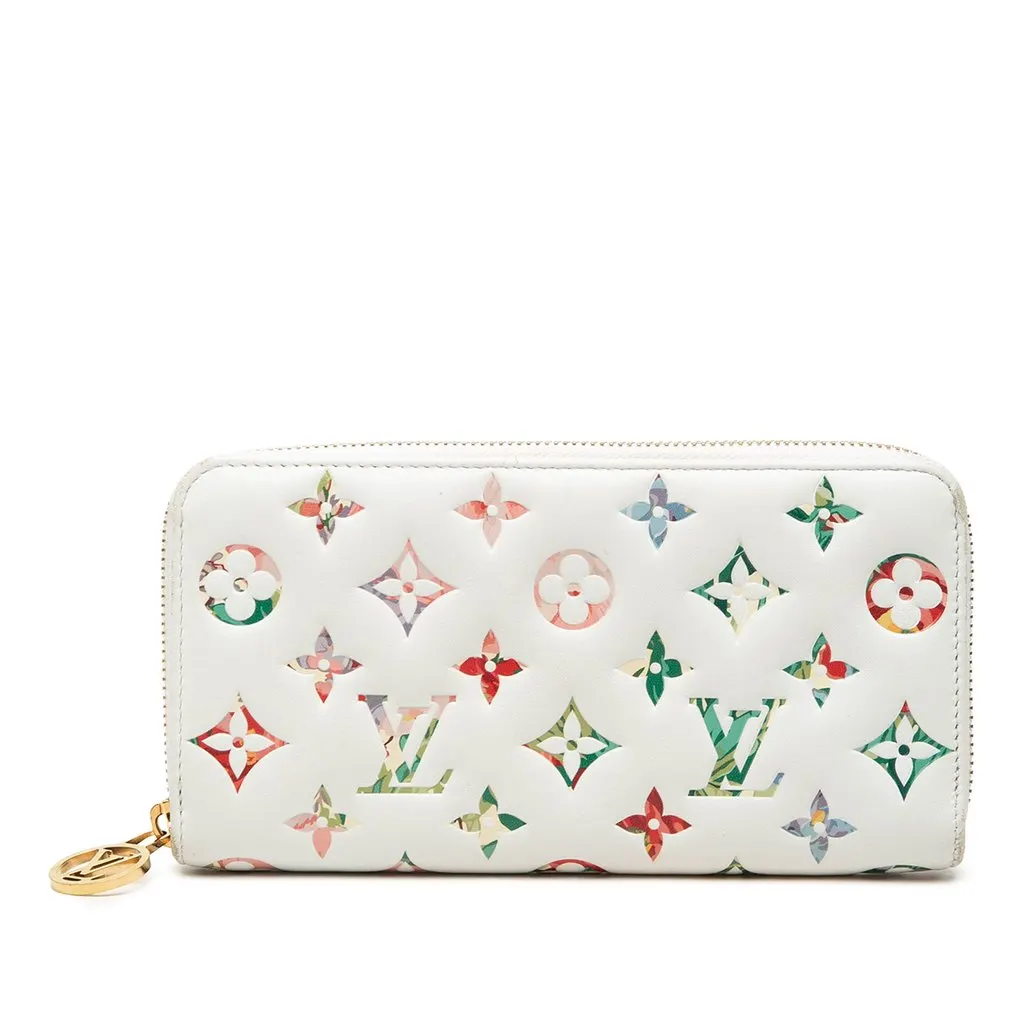 Louis Vuitton Monogram Garden Zippy Long Wallet White Leather Very good - Front View
