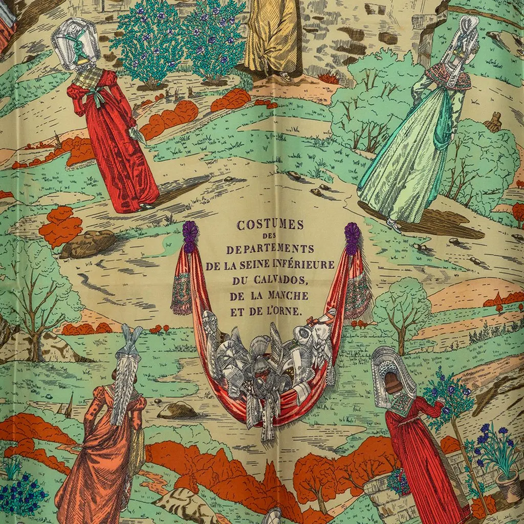 Hermès Costumes Des Departments Carre Silk Scarf 90 Red Silk Very good - Back View