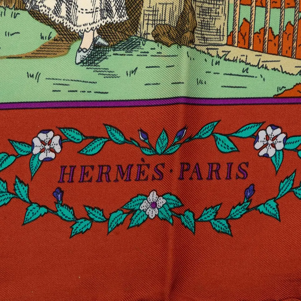 Hermès Costumes Des Departments Carre Silk Scarf 90 Red Silk Very good - Inside View