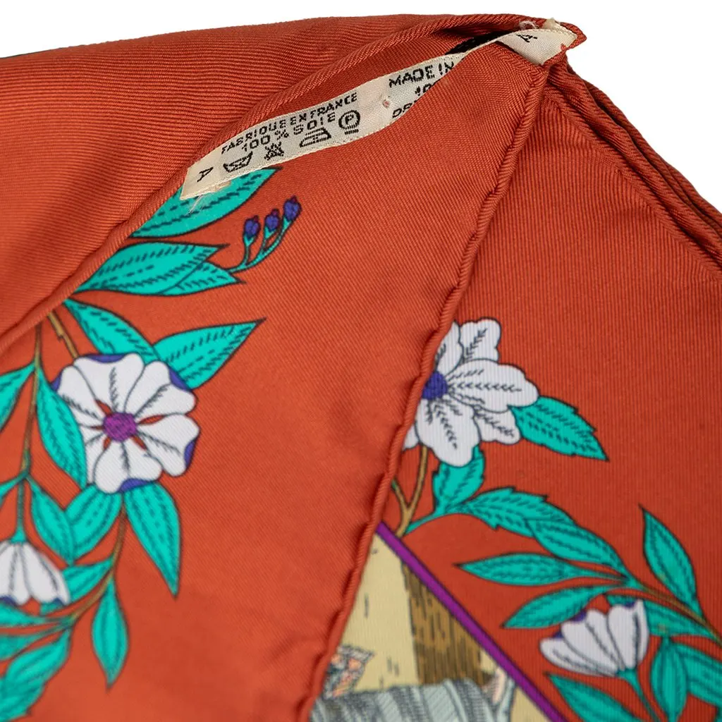 Hermès Costumes Des Departments Carre Silk Scarf 90 Red Silk Very good - Model View