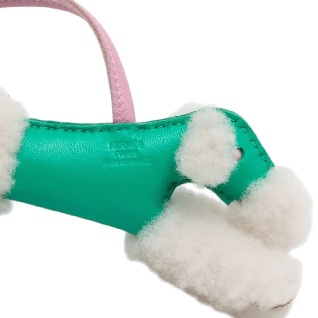 Hermès Milo Lambskin and Wool Budy Bag Charm Green Leather Never worn - Inside View