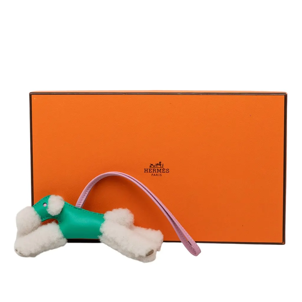 Hermès Milo Lambskin and Wool Budy Bag Charm Green Leather Never worn - Box View