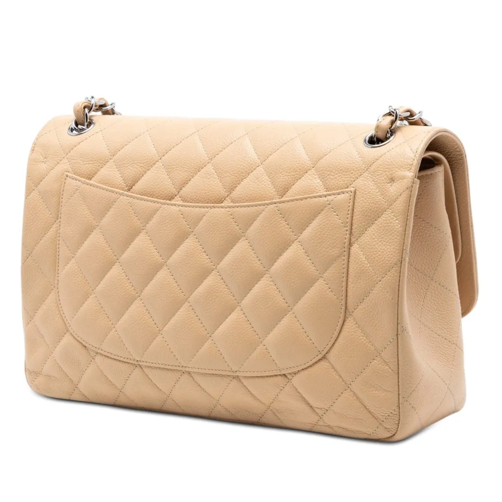 Chanel Jumbo Classic Caviar Double Flap Beige Leather Very good - Back View