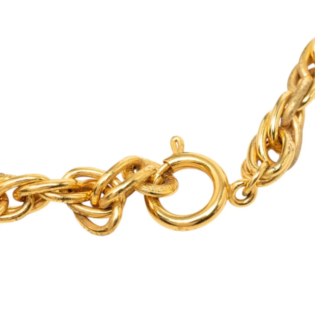 Chanel CC Gold Plated and Strass Pendant Necklace Gold Metal Very good - Box View