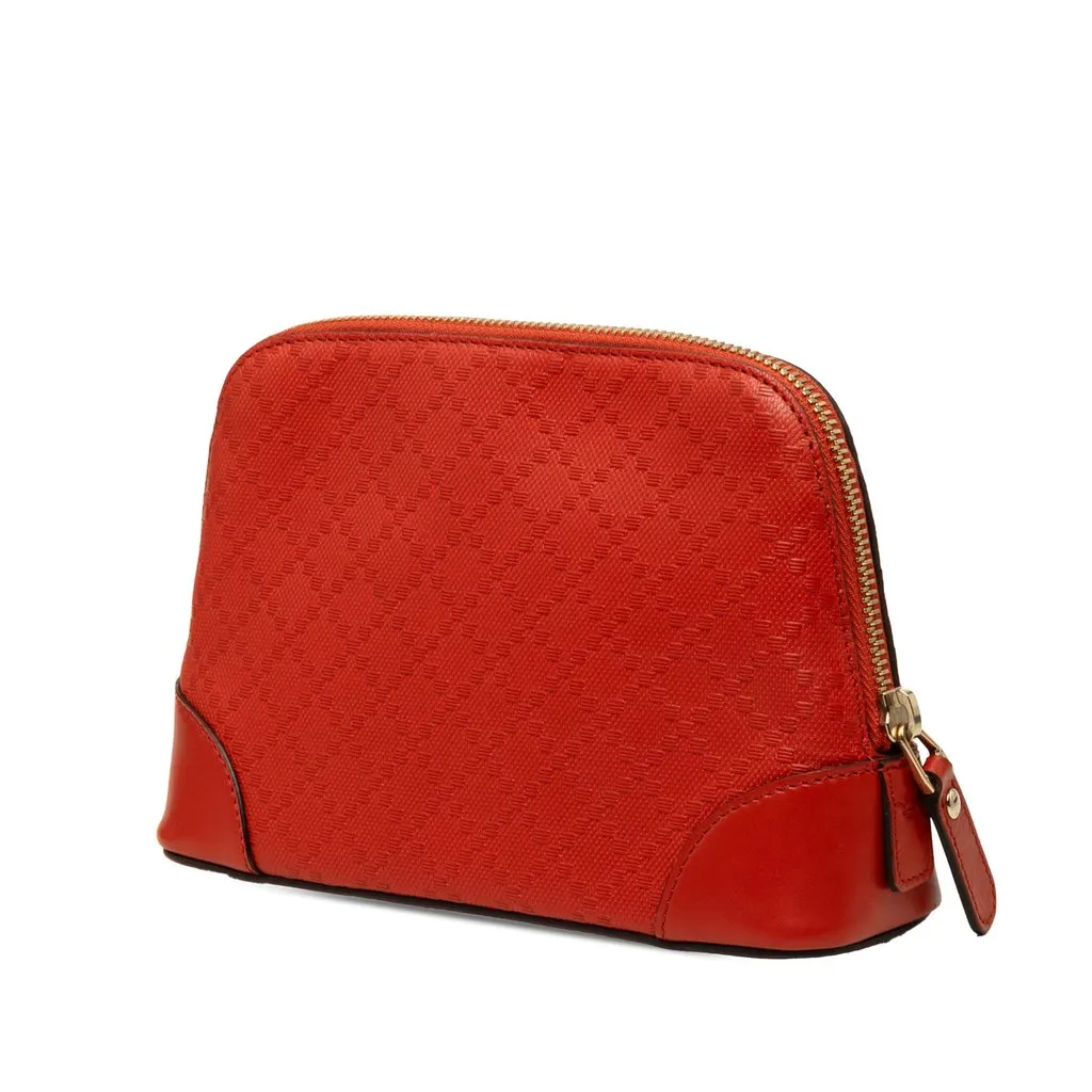 Gucci Diamante Calfskin Cosmetic Pouch Red Leather Good - Back View