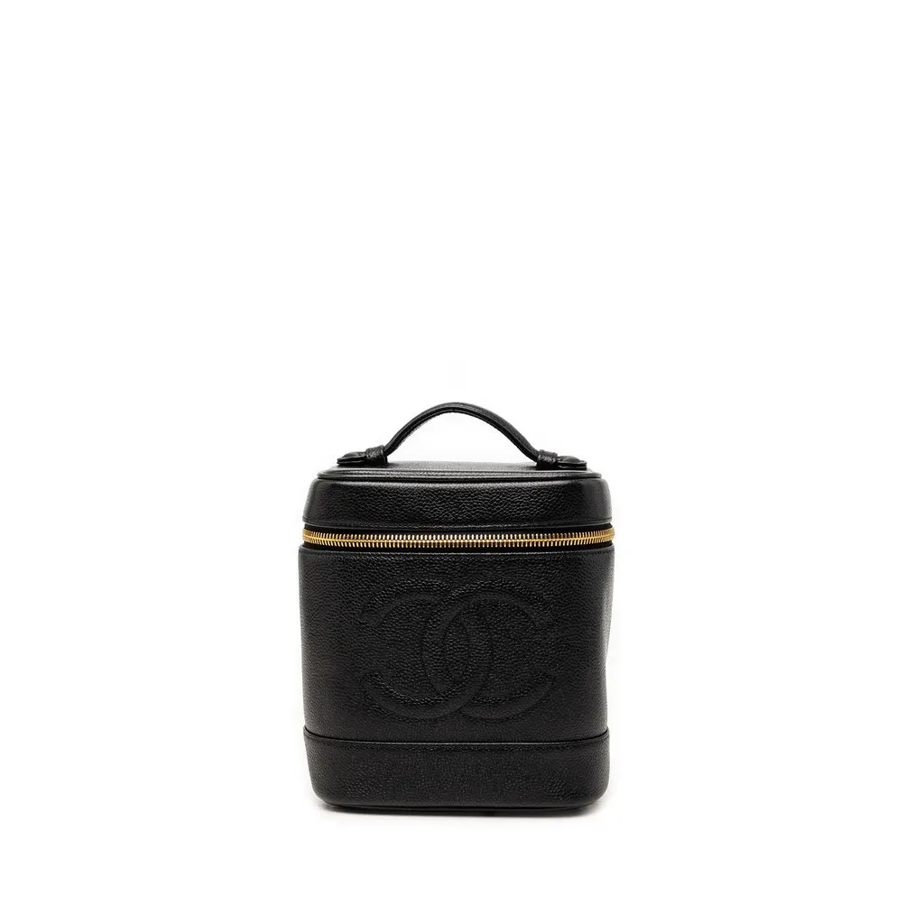 Chanel CC Caviar Vanity Bag Black Leather Very good - Front View