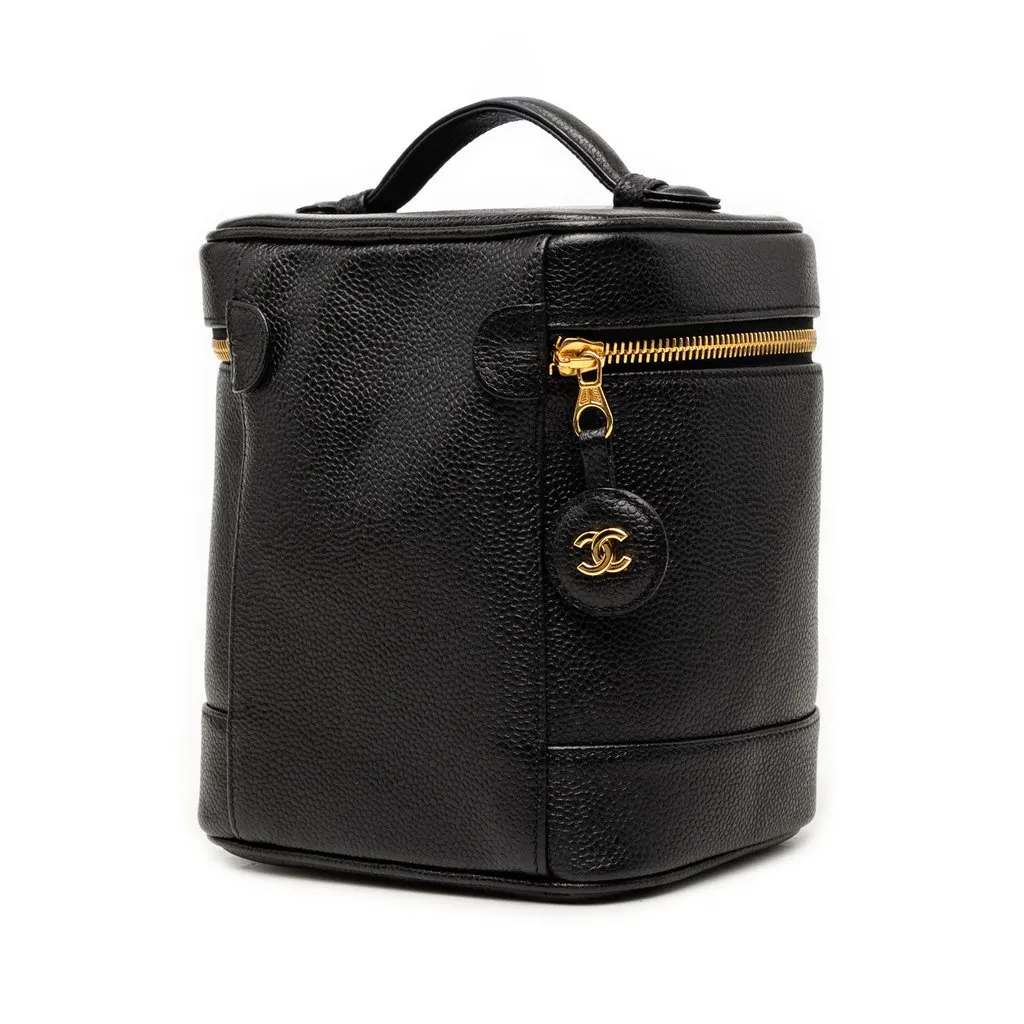 Chanel CC Caviar Vanity Bag Black Leather Very good - Back View