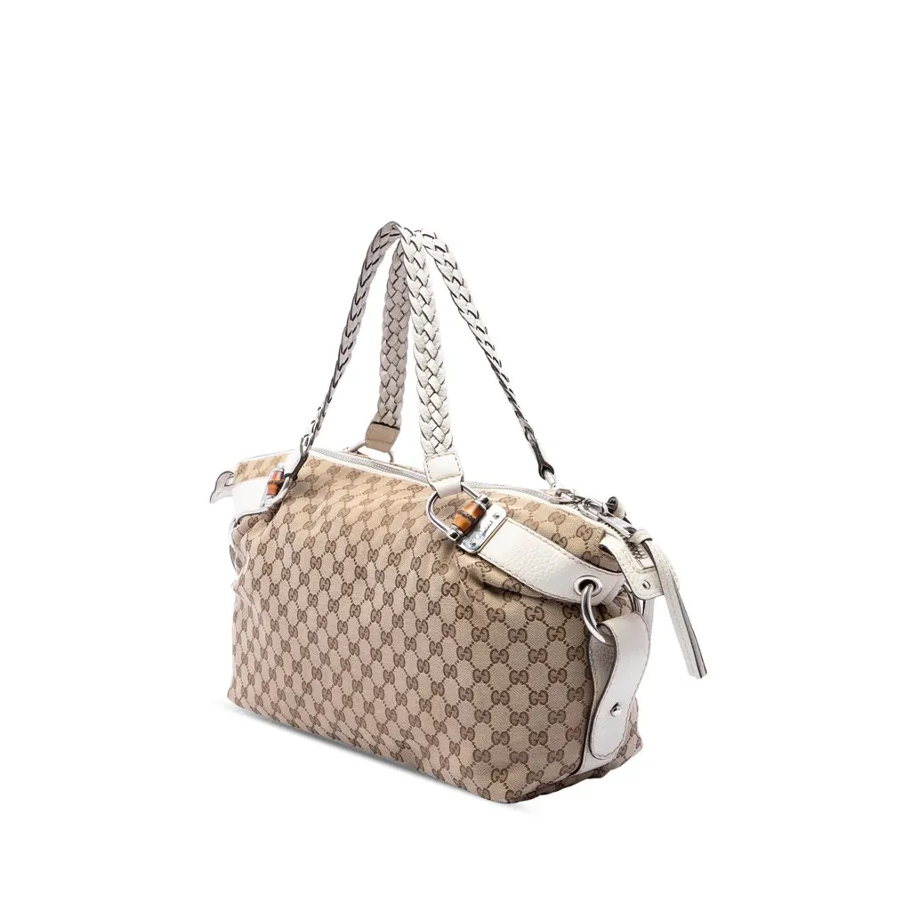 Gucci Medium GG Canvas Bamboo Bar Tote Beige Canvas Very good - Back View