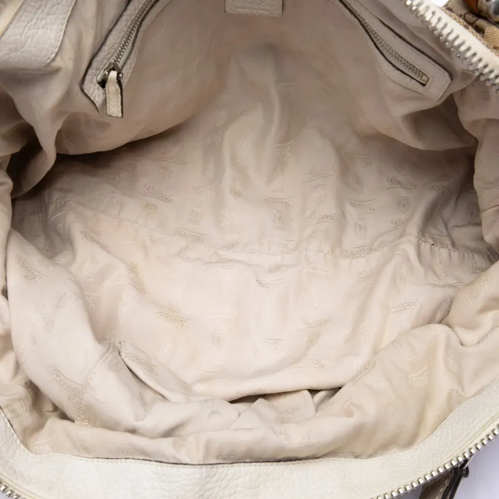 Gucci Medium GG Canvas Bamboo Bar Tote Beige Canvas Very good - Model View