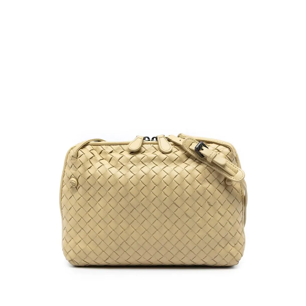 Bottega Veneta Nappa Intrecciato Nodini Crossbody Yellow Leather Good - Front View