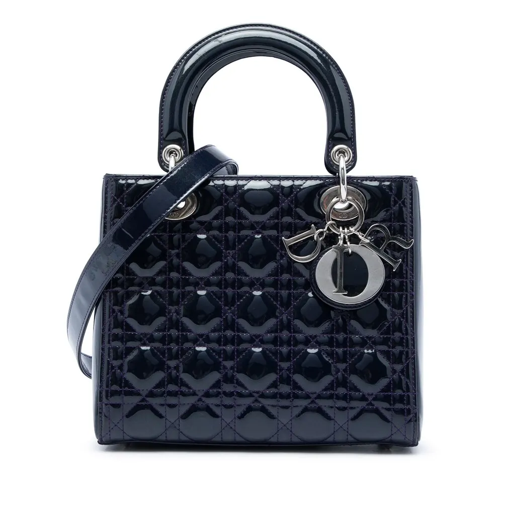 Dior Medium Patent Cannage Lady Dior Purple Leather Very good - Front View