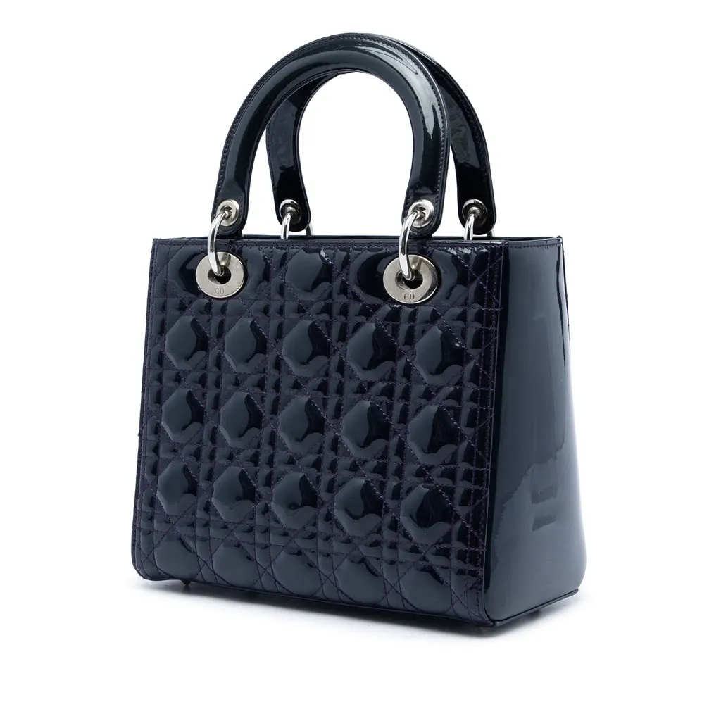 Dior Medium Patent Cannage Lady Dior Purple Leather Very good - Back View