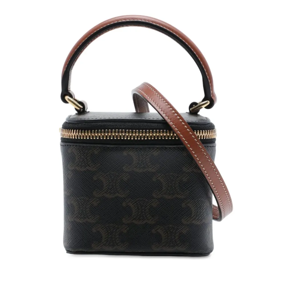 Celine Mini Triomphe Coated Canvas Vanity Case Brown Very good - Front View