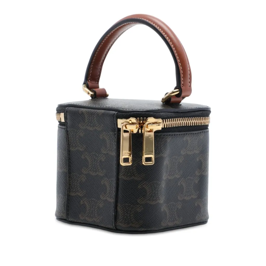 Celine Mini Triomphe Coated Canvas Vanity Case Brown Very good - Back View