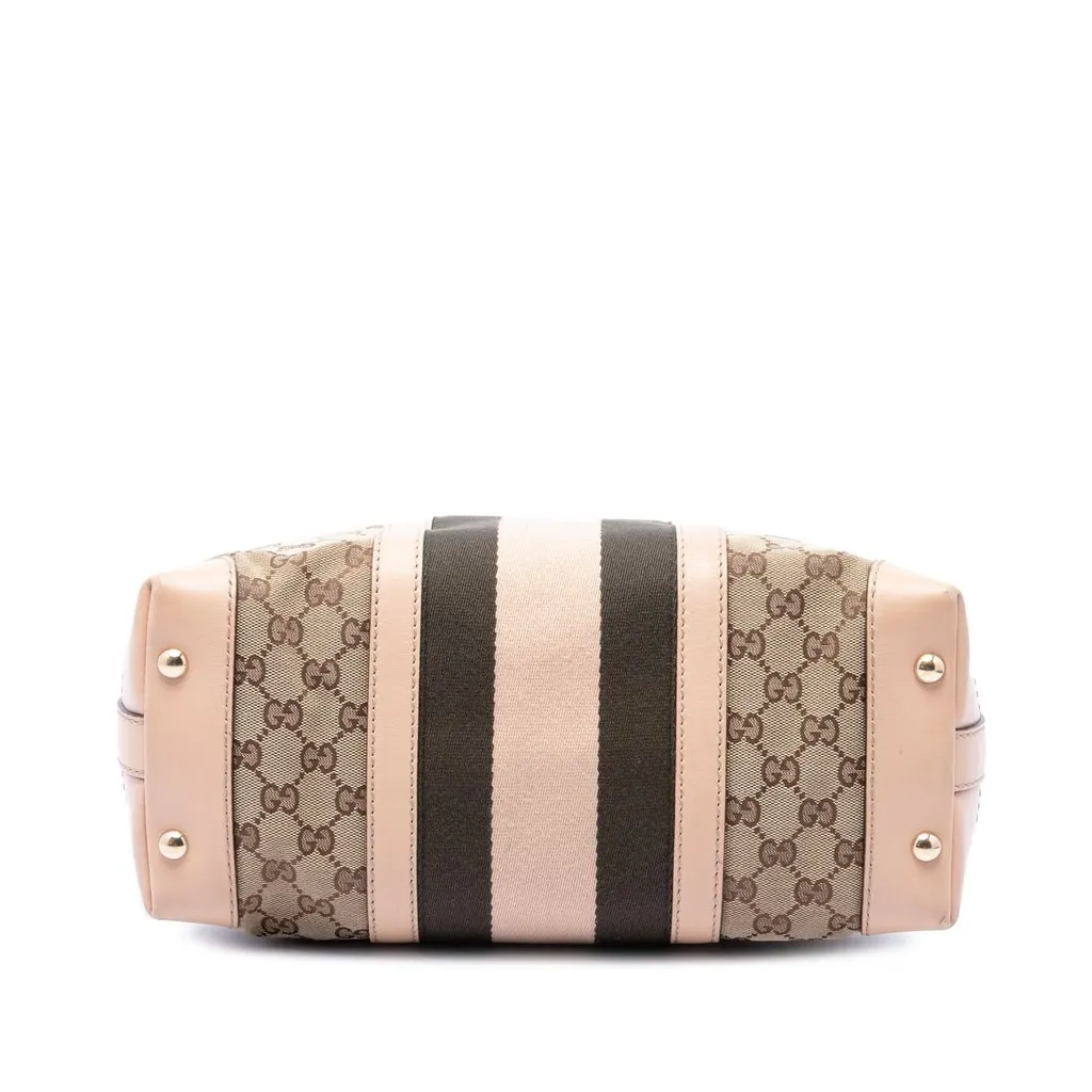 Gucci Medium GG Canvas Web Shoulder Bag Beige Canvas Very good - Inside View
