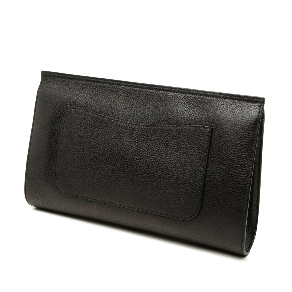 Gucci Calfskin Bamboo Daily Clutch Black Leather Very good - Back View