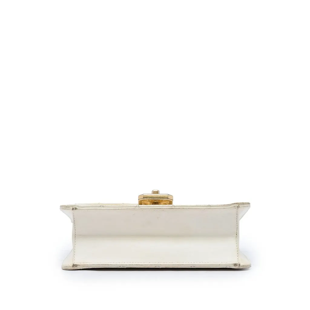 Chanel Quilted Lambskin Crystal Geometric CC Frame Flap White Leather Very good - Inside View