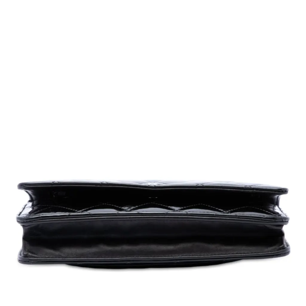 Chanel CC Quilted Patent Wallet On Chain Black Leather Very good - Inside View