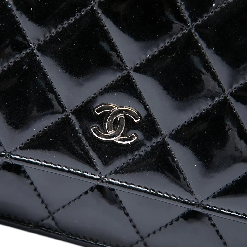 Chanel CC Quilted Patent Wallet On Chain Black Leather Very good - Box View