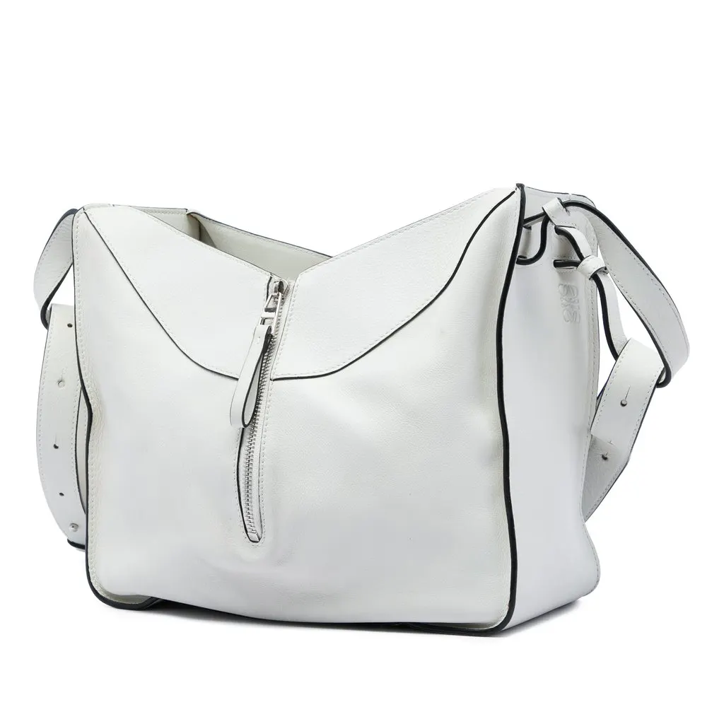 LOEWE Small Grained Calfskin Hammock Bag White Leather Very good - Back View