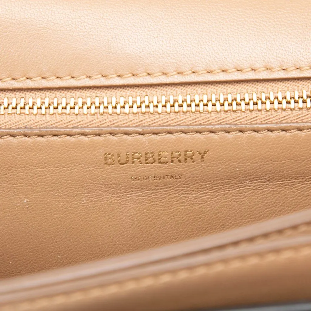 Burberry Small Bicolor Smooth Calfskin TB Crossbody Brown Leather Very good - Box View