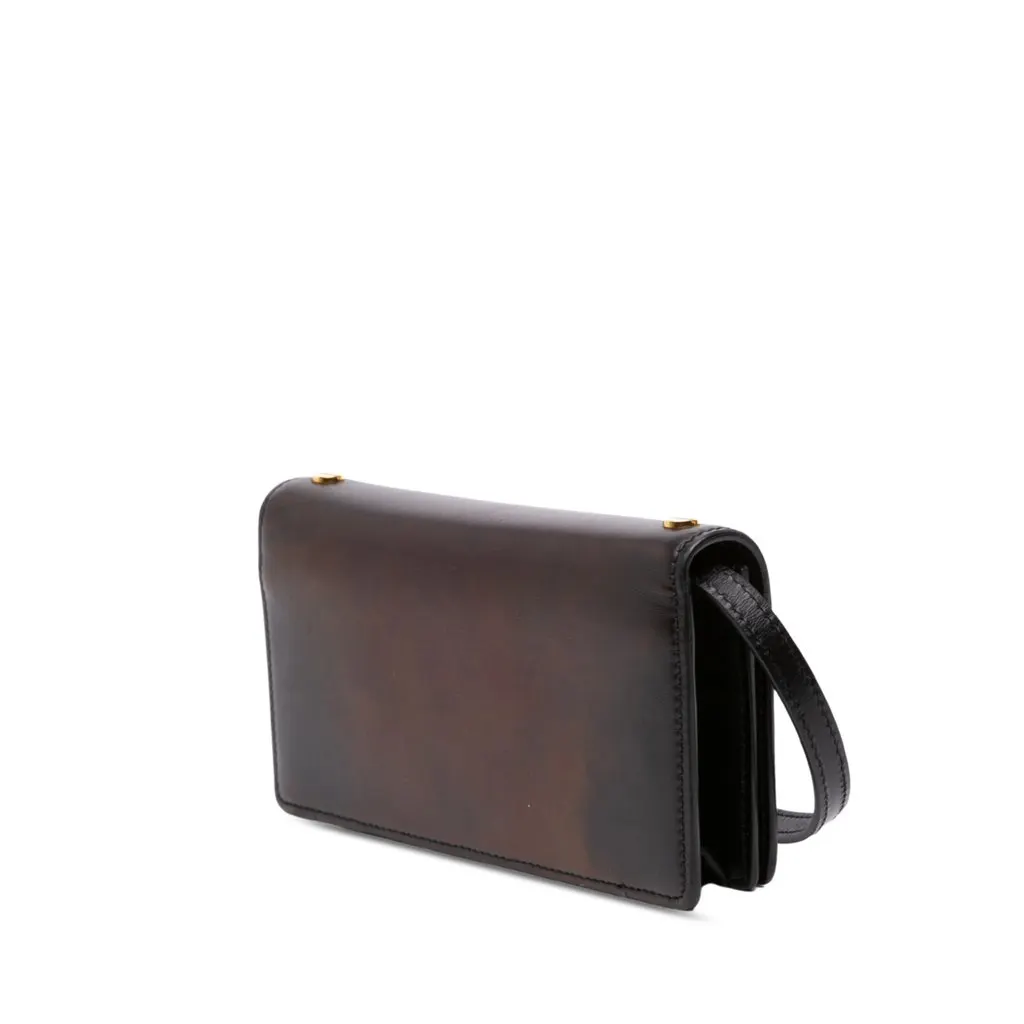 Tom Ford Mini Calfskin Palmellato TF Wallet On Strap Black Leather Good - Back View