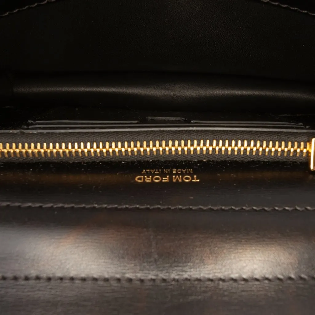 Tom Ford Mini Calfskin Palmellato TF Wallet On Strap Black Leather Good - Model View