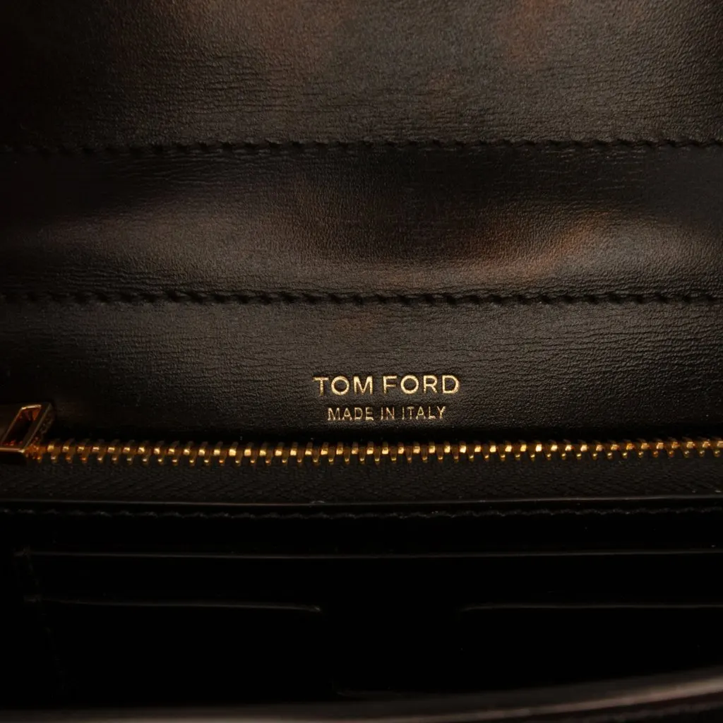 Tom Ford Mini Calfskin Palmellato TF Wallet On Strap Black Leather Good - Box View