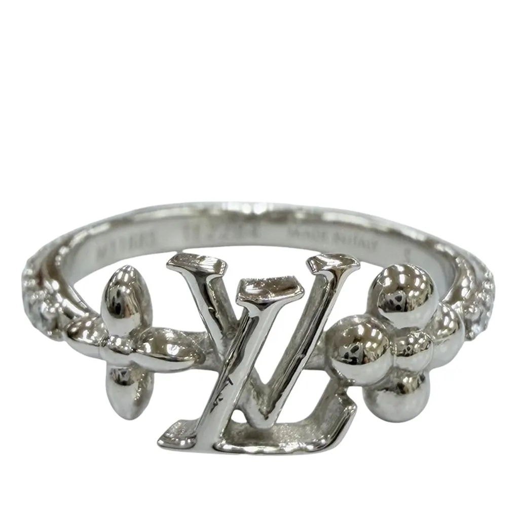 Louis Vuitton Palladium Plated and Strass LV Iconic Ring Metal Silver Metal Very good - Front View