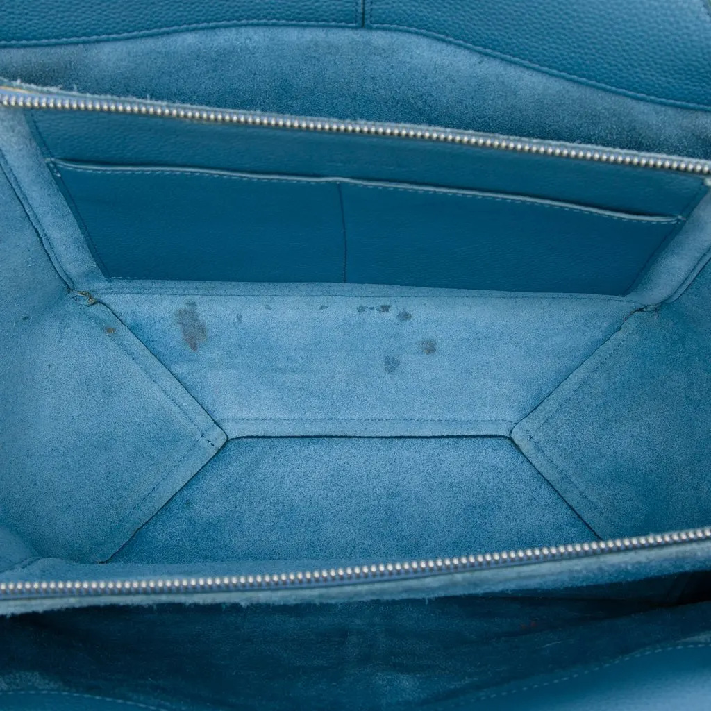 Celine Small Leather Trifold Tote Blue Leather Good - Model View