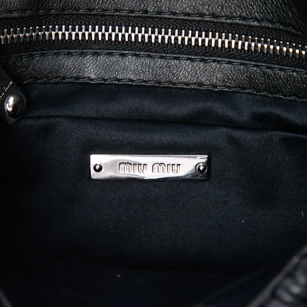 Miu Miu Matelasse Nappa Crystal Chain Crossbody Black Leather Very good - Box View