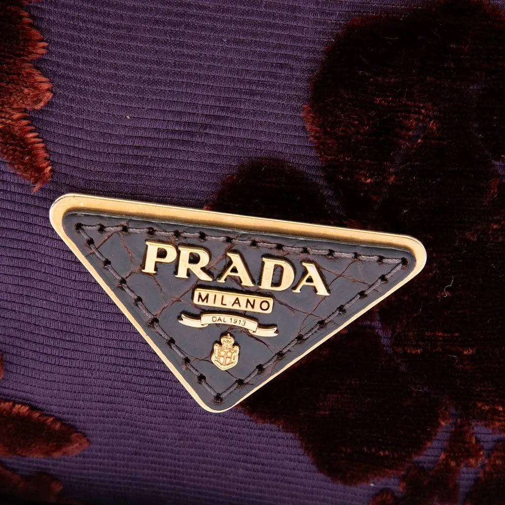 Prada Floral Velluto Jacquard Convertible Tote Purple Very good - Box View
