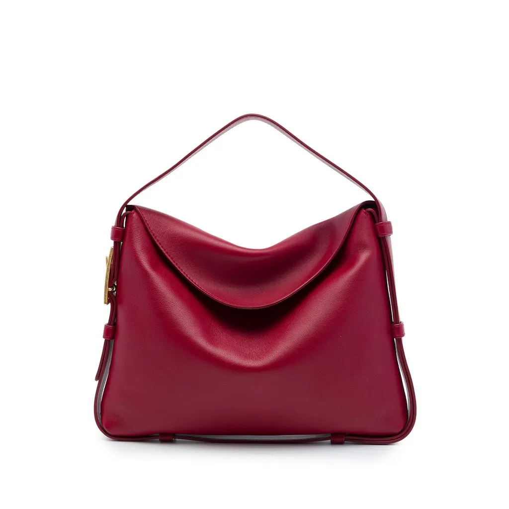 Bottega Veneta Calfskin Cradle Handbag Red Leather Very good - Front View