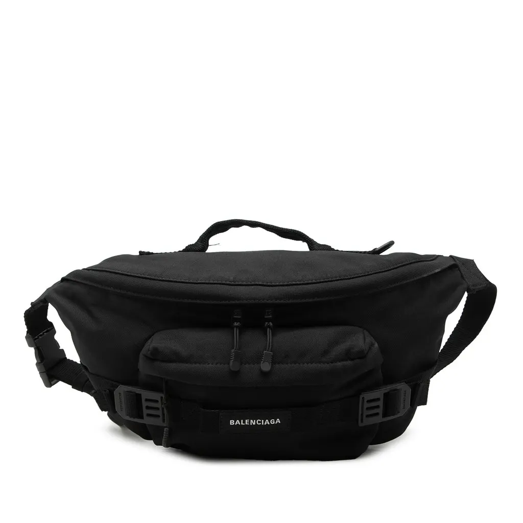 Balenciaga Large Nylon Army Belt Bag Black Polyamide Good - Front View