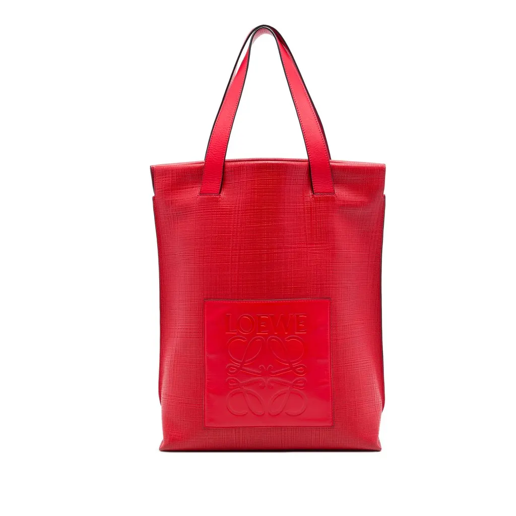 LOEWE Anagram Leather Shopper Tote Red Leather Very good - Front View