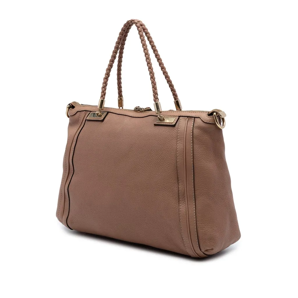 Gucci Calfskin Bella Convertible Tote Brown Leather Very good - Back View