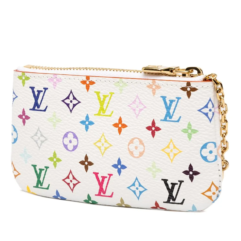 Louis Vuitton Takashi Murakami Monogram Multicolore Key Pouch White Canvas Very good - Back View